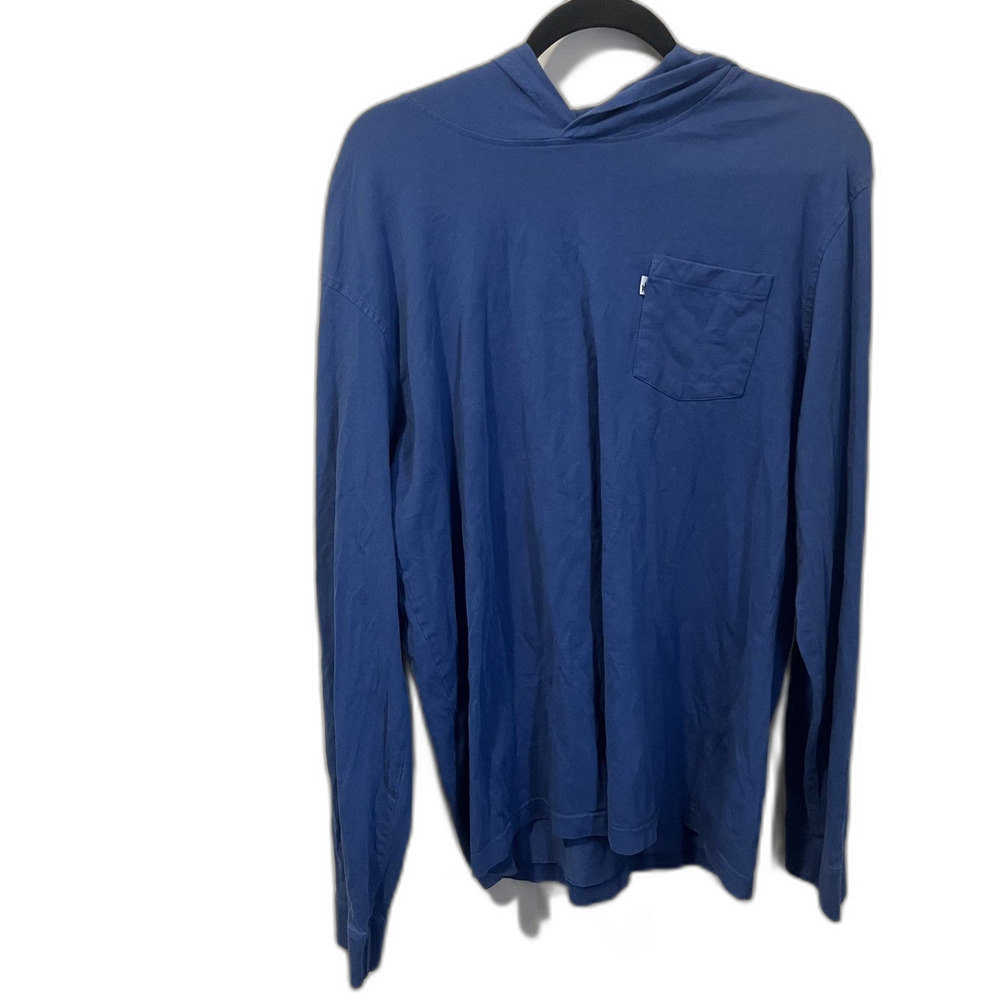 Johnnie O Hoodie Blue Hangin Out Pocket Thin Lightweight Long Sleeve Mens Large